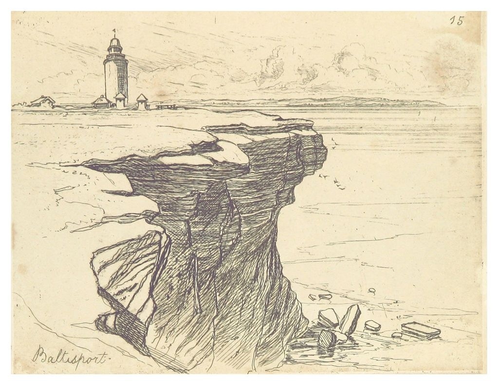 Балтійський Порт (кліф Пакрі), малюнок 1840 року. Авторство приписують Елізабет Ріґбі