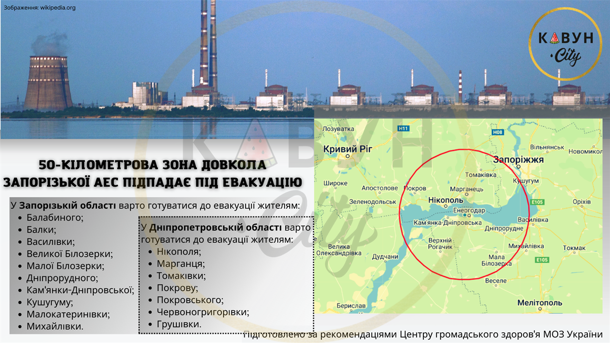 Імовірні масштаби евакуації під час вибуху на Запорізькій АЕС