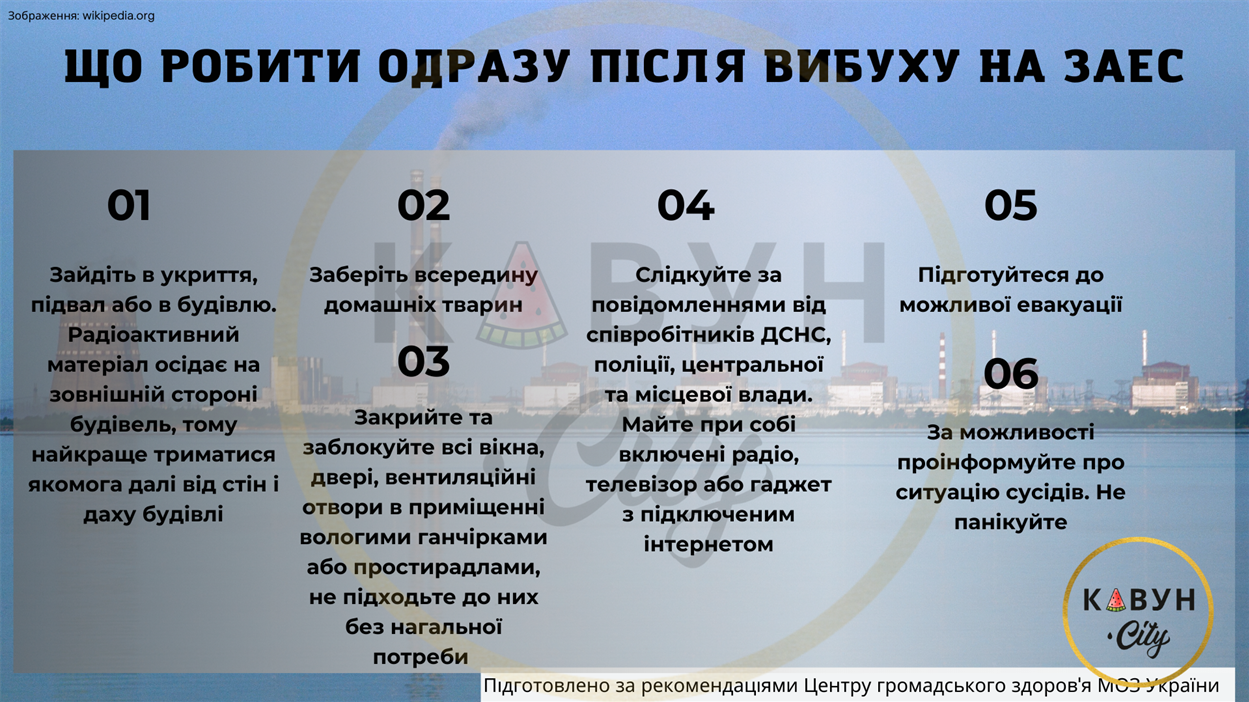 Перші кроки громадян в разі вибуху на Запорізькій АЕС