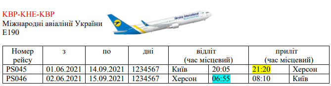 Розклад рейсів на весняно-літню навігацію аеропорту “Херсон”
