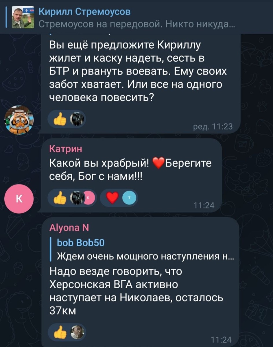 Скрін коментаря під дописом Стремоусова