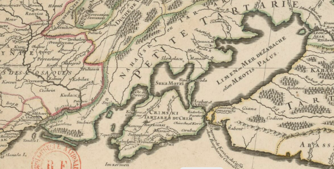 Фрагмент мапи Ґійома Сансона, 1674 рік