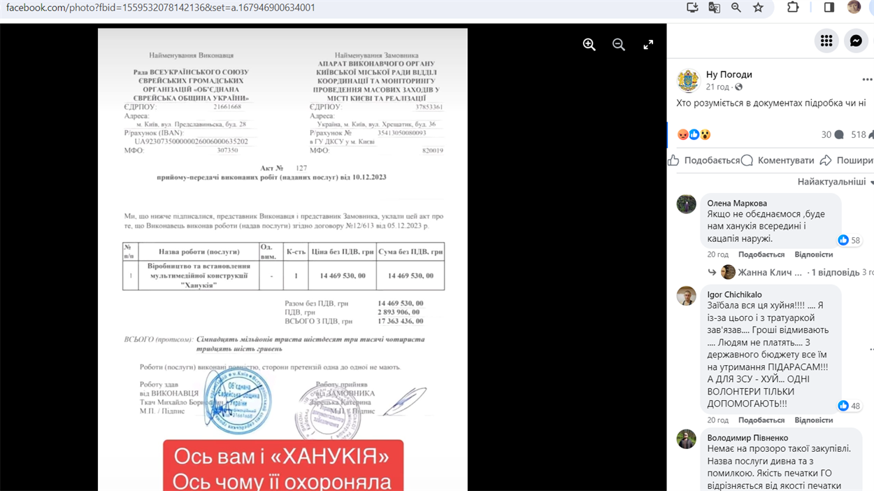 Скріншот повідомлення з фейковим документом