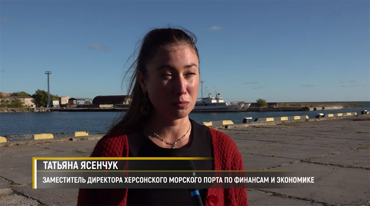 Ясенчук Тетяна дає коментар окупаційному псевдомедіа у жовтні 2023 року. 