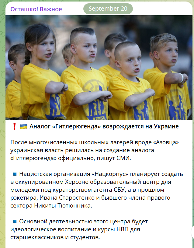 Скріншот з пропагандистського каналу
