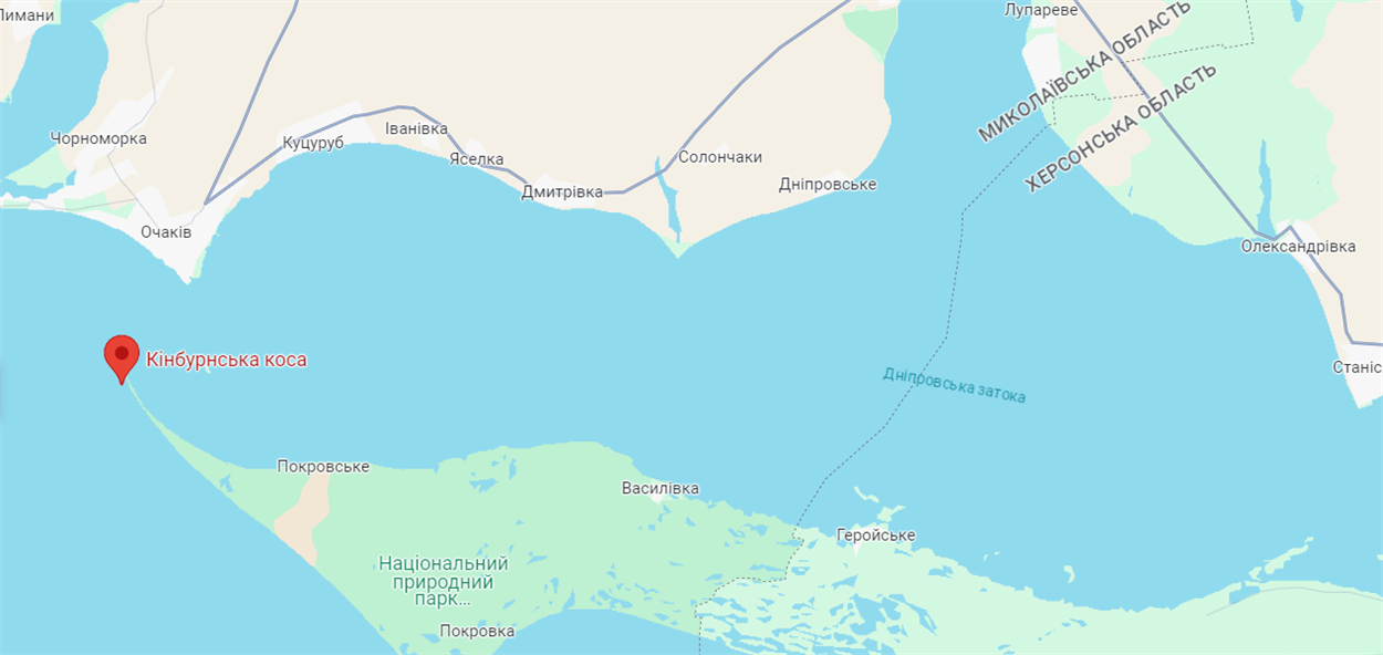 Кінбурнська коса на мапі