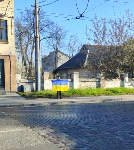Олексій Полухін під час одиночної акції у Львові