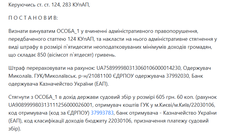 Фрагмент постанови суду