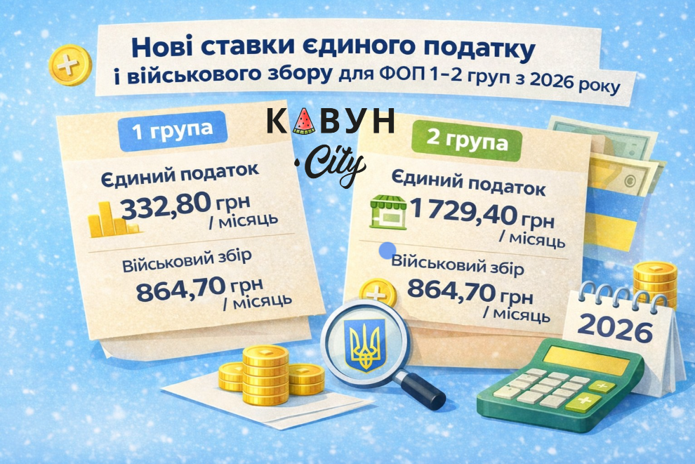 Ставки податків для ФОП 1 та 2 груп у 2026 році
