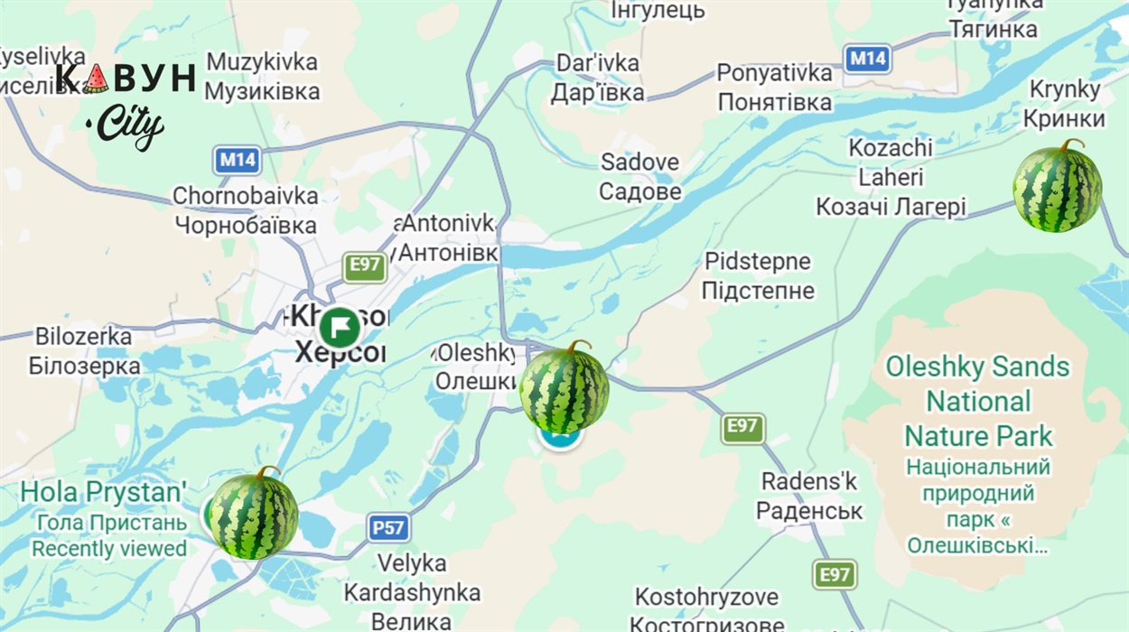 Гола Пристань, Олешки та Кринки на мапі