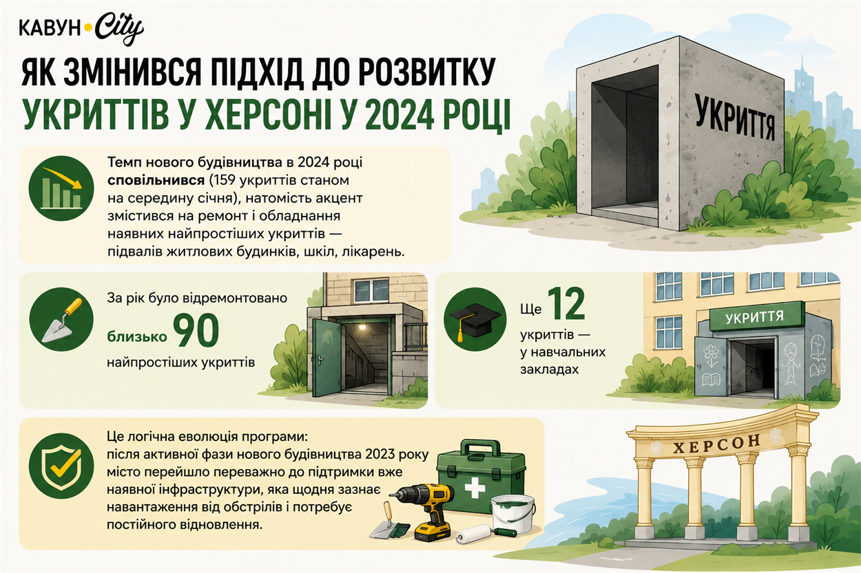 Динаміка розвитку укриттів у Херсоні у 2024 році