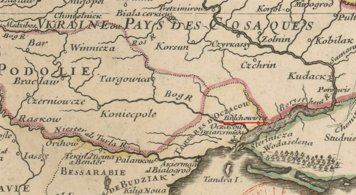 Фрагмент мапи Ґійома Сансона, 1674 рік